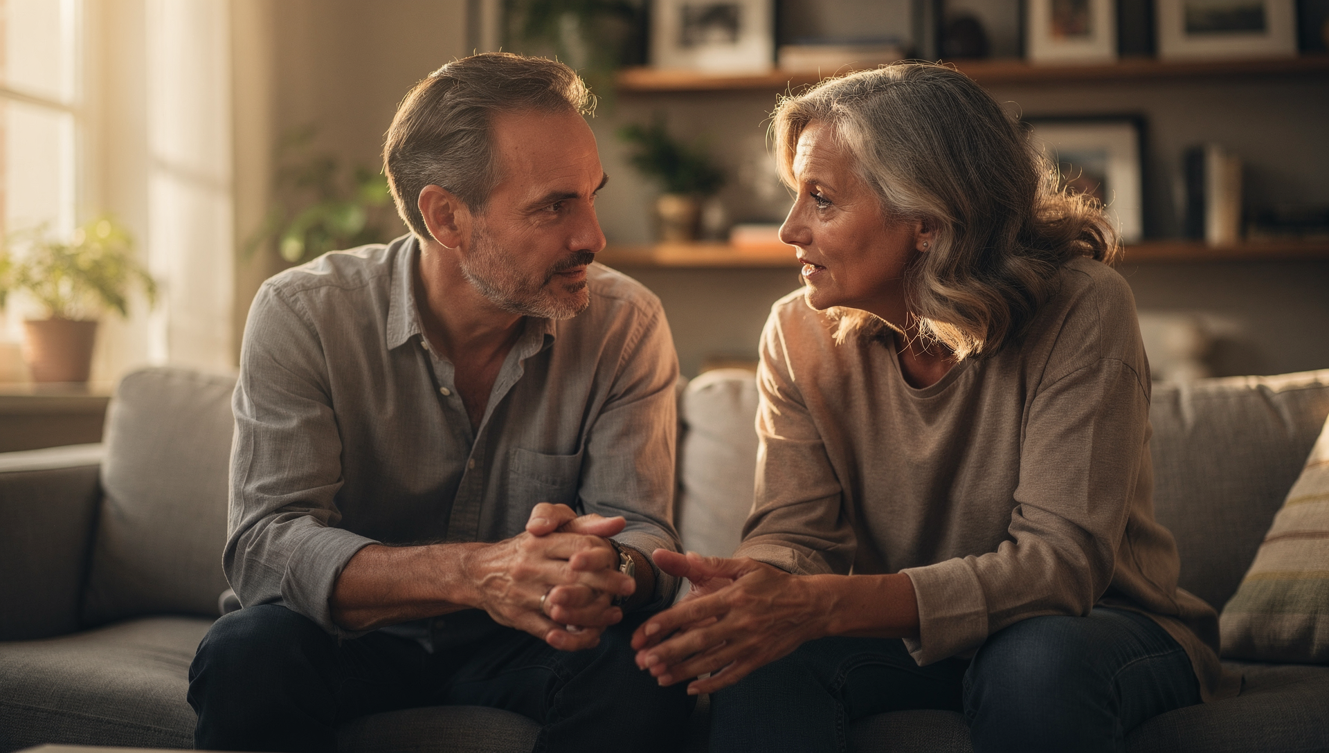 Couple having a serious but calm conversation
