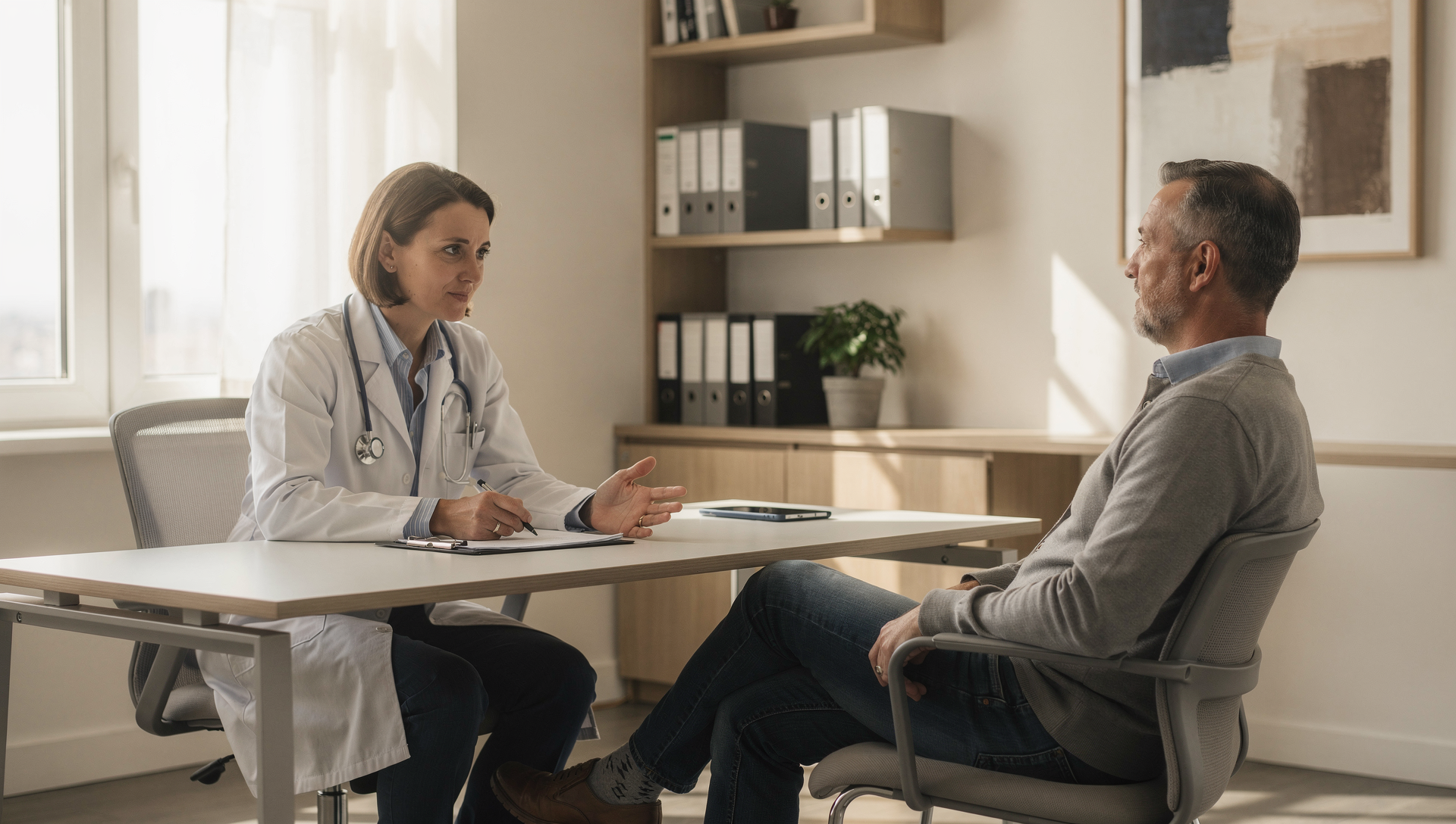 Patient consulting with a doctor in a calm setting