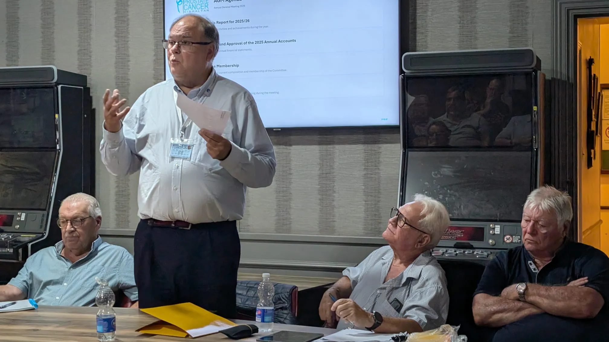 Chairman Joe Holliday addressing the Prostate Cancer Gibraltar AGM 2026